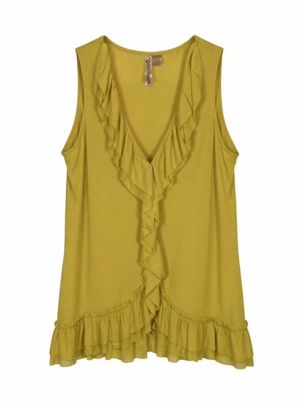 Eyeshadow Ruffle Tunic Top Women 1X Yellow